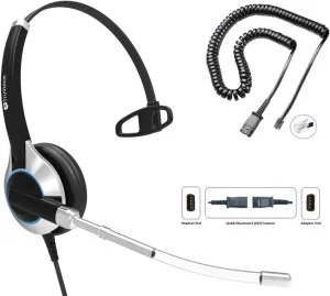 TruVoice HD-300 Deluxe Headset with Noise Reduction Voice Tube & HD Sound - Compatible with Yealink, Grandstream, Sangoma, Ooma and Snom Desk Phones