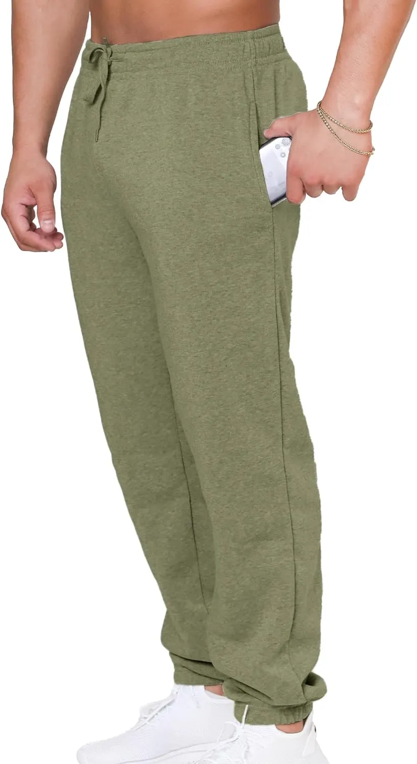 UNIQUE STYLES ASFOOR Elastic Bottom Baggy Sweatpants for Men, Workout Fleece Sweat Pants with Pockets