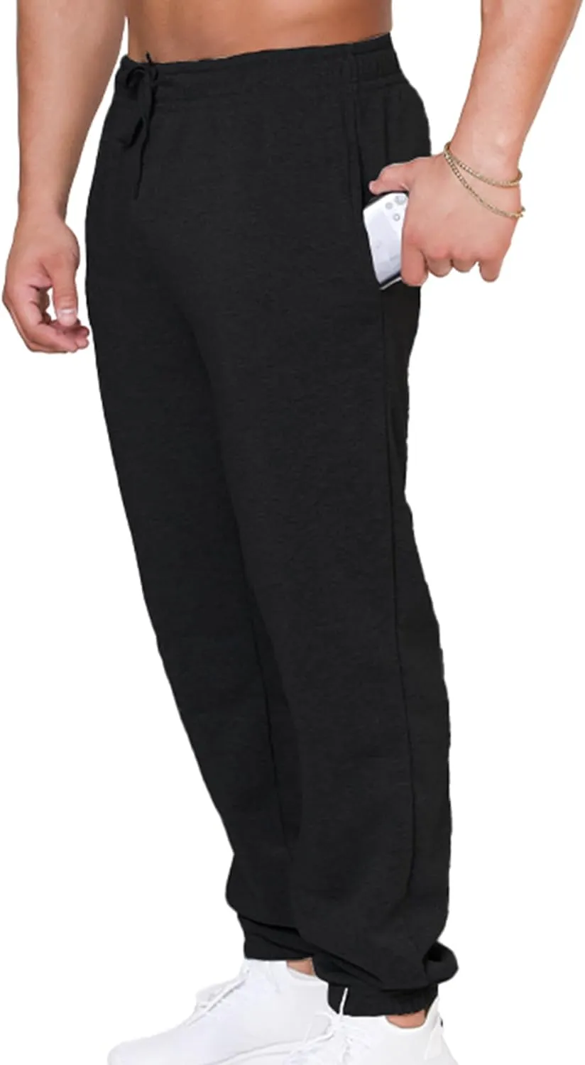 UNIQUE STYLES ASFOOR Elastic Bottom Baggy Sweatpants for Men, Workout Fleece Sweat Pants with Pockets