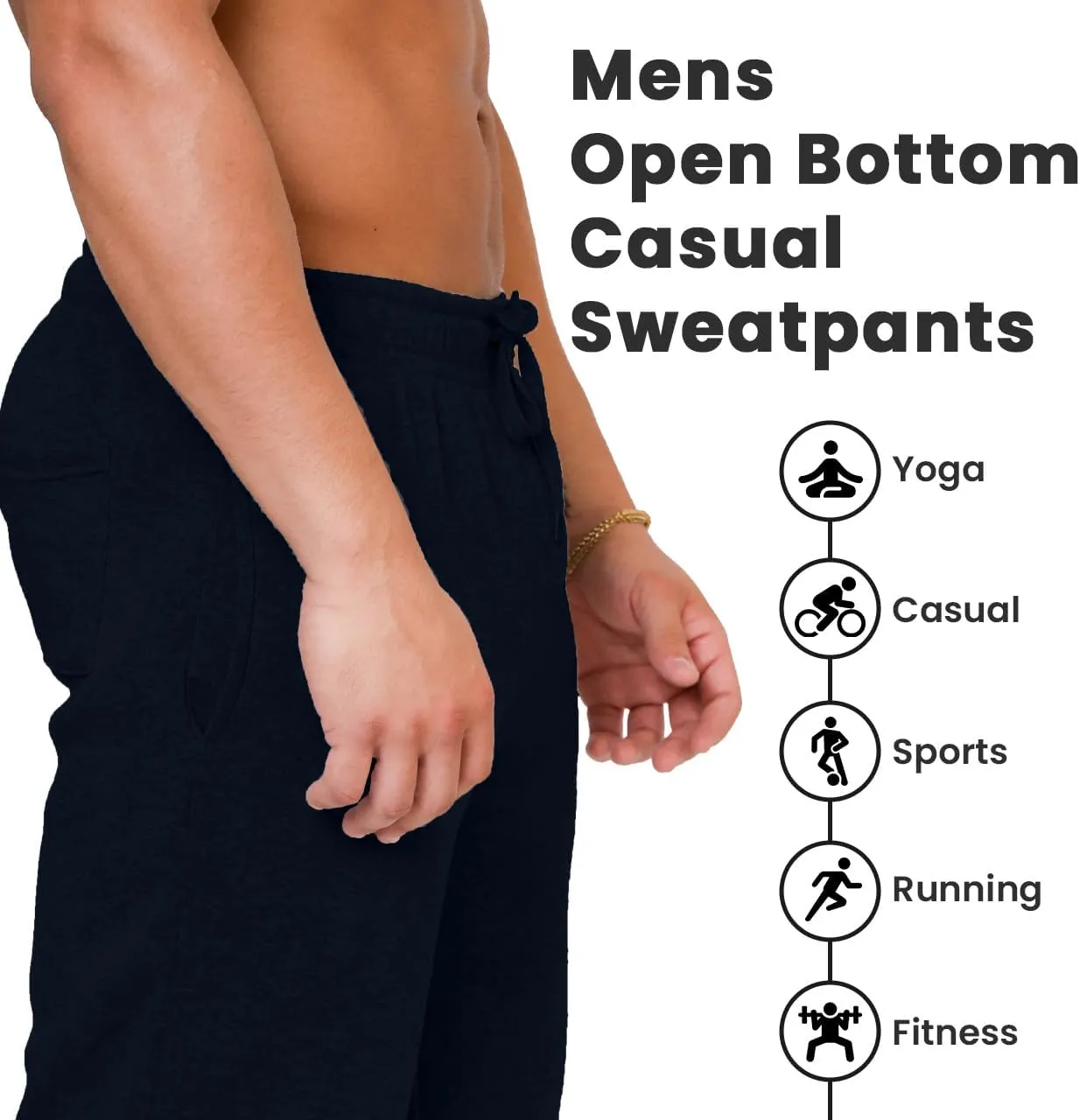 UNIQUE STYLES ASFOOR Elastic Bottom Baggy Sweatpants for Men, Workout Fleece Sweat Pants with Pockets