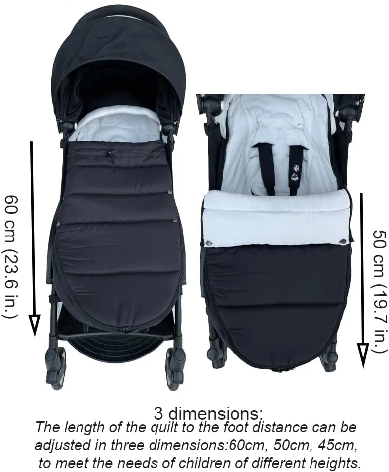 Universal Baby Stroller Warm Footmuff Soft Lining and Splashproof Polyester Peach Skin Fabric Compatible With Babyzen YOYO - Includes Carry Bag - Machine Washable (Black white)