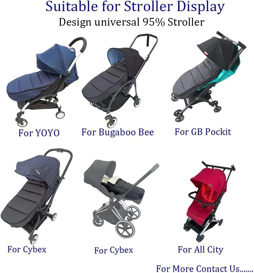 Universal Baby Stroller Warm Footmuff Soft Lining and Splashproof Polyester Peach Skin Fabric Compatible With Babyzen YOYO - Includes Carry Bag - Machine Washable (Black white)