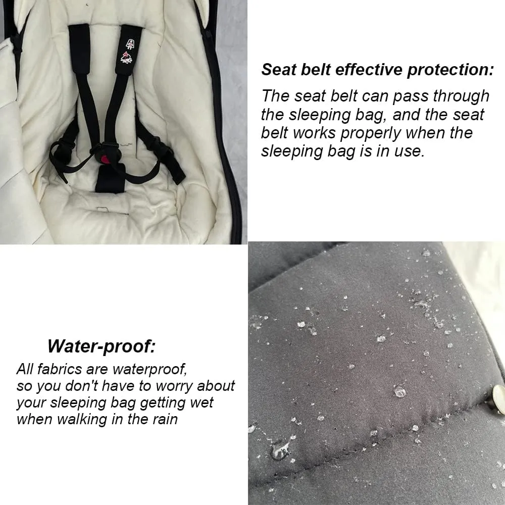 Universal Baby Stroller Warm Footmuff Soft Lining and Splashproof Polyester Peach Skin Fabric Compatible With Babyzen YOYO - Includes Carry Bag - Machine Washable (Black white)