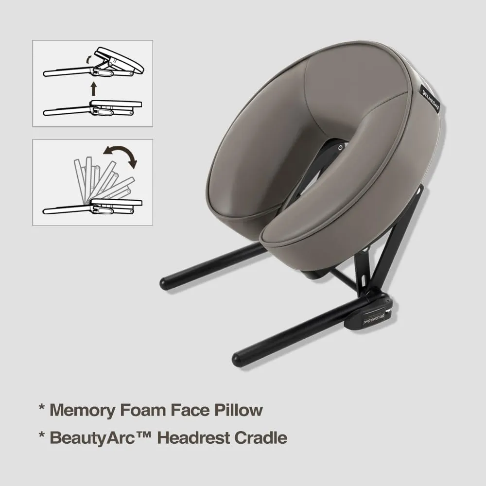 Universal-Size Ergonomic BeautyArc™ Massage Table Face Cradle 012 Replacement for Massage Table/Massage Chair Headrest Platform with Memory Foam Face Cushion 632 (Headrest Set) (Gray)