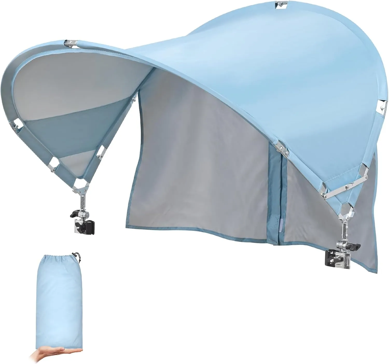 Universal XL Chair Canopy Umbrella, Foldable Sun Shade Attachment with Adjustable Clamp for Beach, Camping, Sports, Outdoor, Tanning, Zero Gravity Chairs, Wheelchair, Wagon, UPF 50 , Patent Design