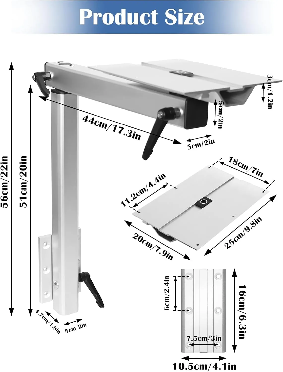 Upgrade Removable Table Leg Swivels 360 Degrees Premium Aluminum Alloy RV Table Leg Bracket Adjustable Accessories for Pontoon, Truck Camper, Travel Trailer (Upgrade White)