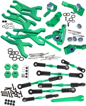 Upgrades Part for 1/10 Slash 2WD/Slash 2WD VXL,Alloy Front Rear Suspension Arm,Caster Block,Steering Blocks,Rear Stub Axle Carriers,Turnbuckles Camber Links,Green