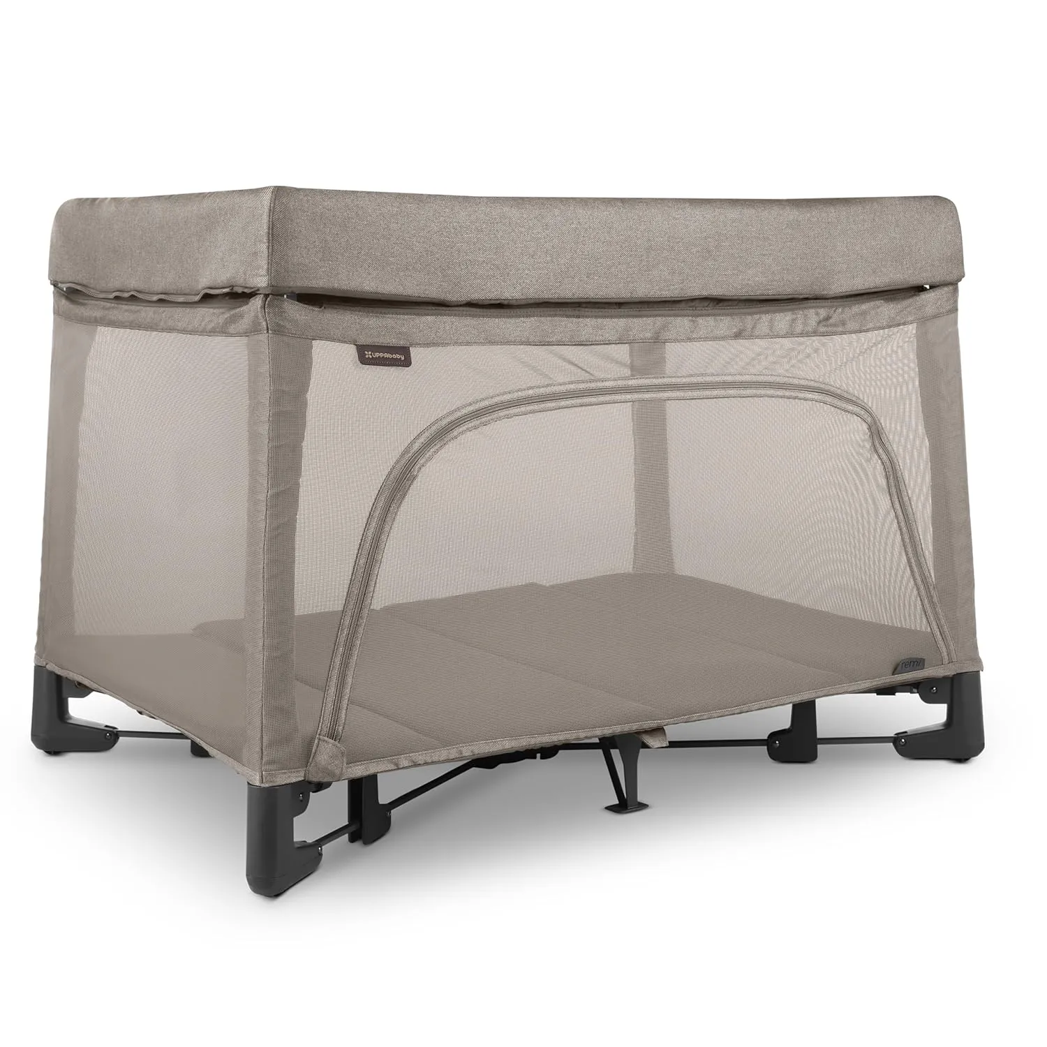 UPPAbaby Remi Playard | Deluxe 3-in-1 Portable Playard, Bedside Bassinet   Travel Crib| Mesh Bassinet, Mattress, Organic Cotton Mattress Cover   Storage Bag Included | Wells (Dark Taupe Mélange)