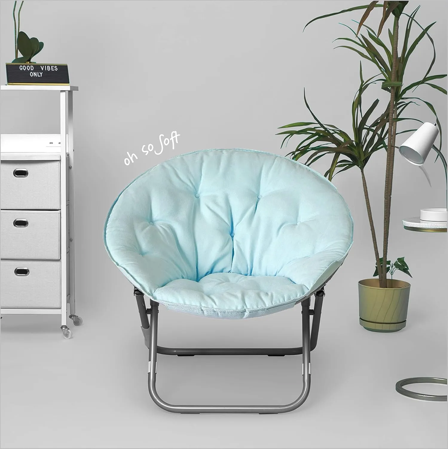 Urban Lifestyle Micromink Saucer Chair, Light Blue Mint