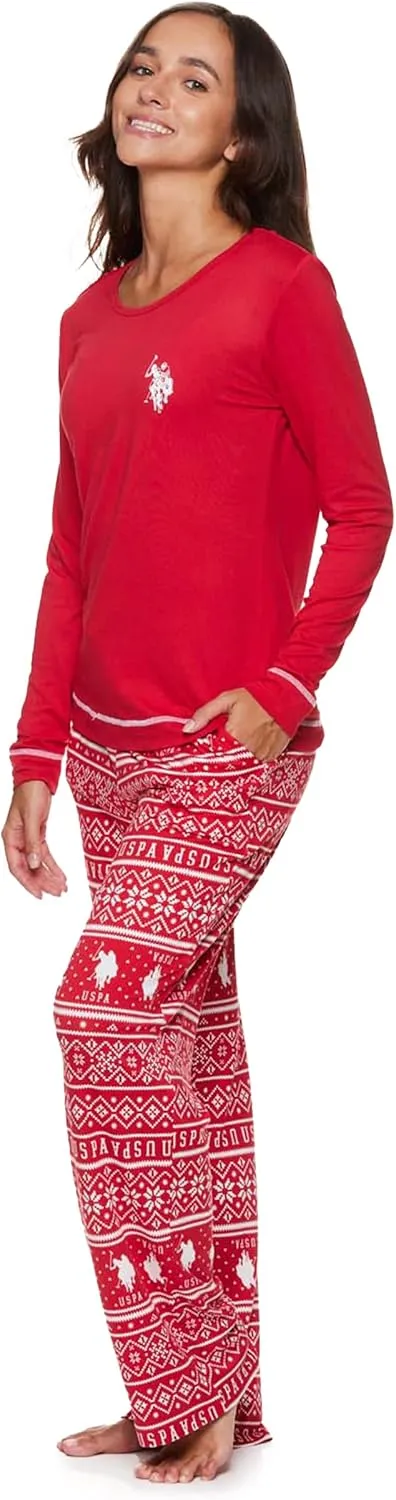 U.S. Polo Assn. 2-Piece Pajamas for Women Set, Long Sleeve PJ Sets for Women, Ladies Sleepwear, Mom Gifts