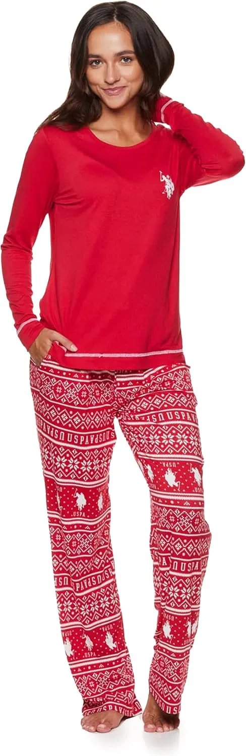 U.S. Polo Assn. 2-Piece Pajamas for Women Set, Long Sleeve PJ Sets for Women, Ladies Sleepwear, Mom Gifts