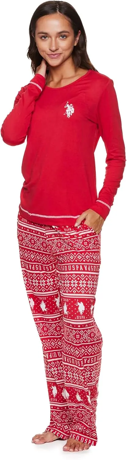 U.S. Polo Assn. 2-Piece Pajamas for Women Set, Long Sleeve PJ Sets for Women, Ladies Sleepwear, Mom Gifts