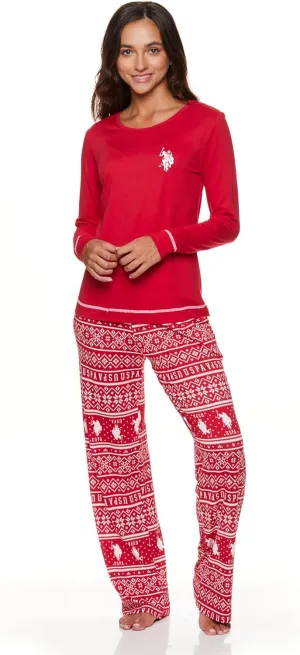 U.S. Polo Assn. 2-Piece Pajamas for Women Set, Long Sleeve PJ Sets for Women, Ladies Sleepwear, Mom Gifts