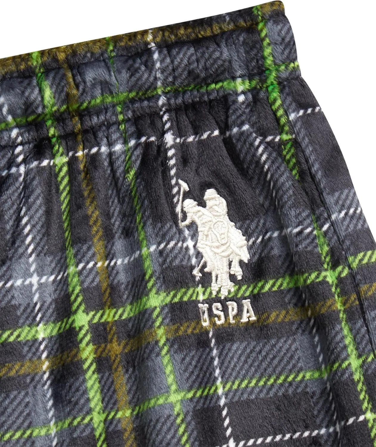 U.S. Polo Assn. Men's Pajama Pants - Soft Fleece Plaid Lounge Pants Sleepwear Bottoms for Men with Pockets (Sizes: S-XL)
