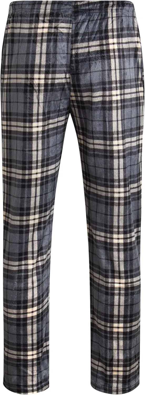 U.S. Polo Assn. Men's Pajama Pants - Soft Fleece Plaid Lounge Pants Sleepwear Bottoms for Men with Pockets (Sizes: S-XL)