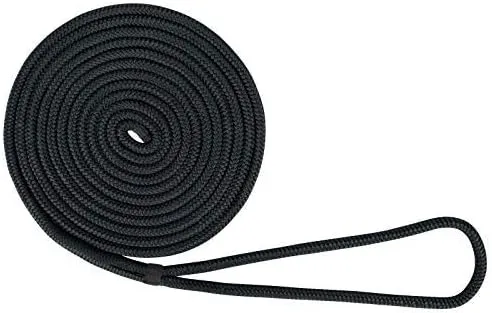 USR Rope Nylon Double Braided Dock Line 3/4" x 40' Black Boat Mooring and Sailing