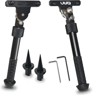 UUQ QV8 6-9 Inches Tactical Rifle Adjustable Bipod for Hunting and Shooting, Mount Base for Mlok Handguards, Directly Attach to M-Rail System, w/Spike Feet