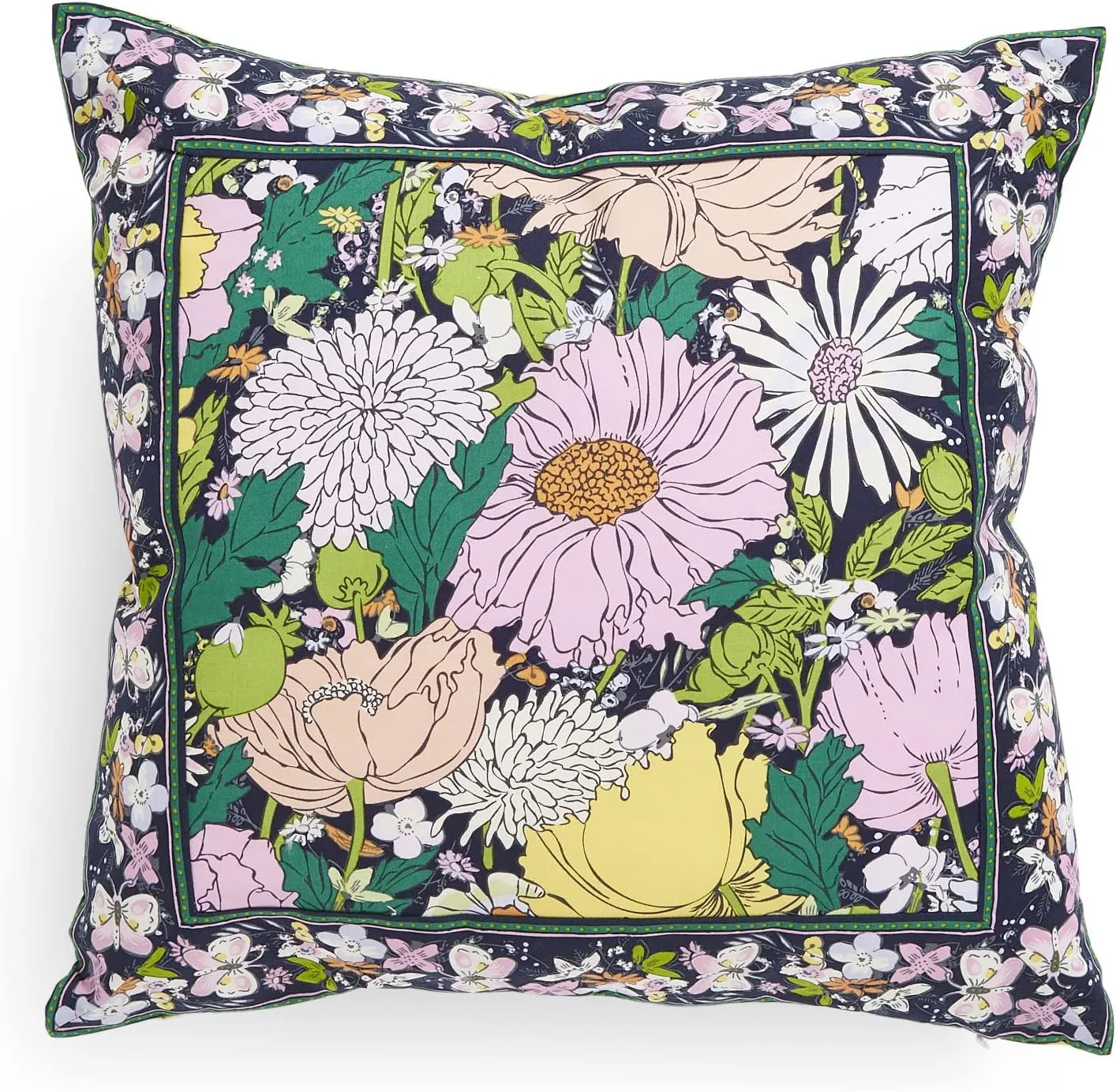 Vera Bradley Women's Cotton Decorative Throw Pillow Cover With Hypoallergenic Insert, Bloom Boom - Recycled Cotton, One Size
