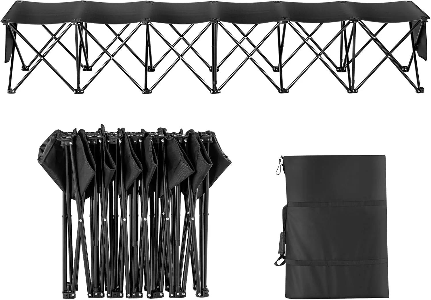 VEVOR Portable Folding Bench, 6 Seats Foldable Sideline Bench, Outdoor Camping Bench Chair with Carry Bag & Backrest, Team Sport Sideline Bench for Football Fishing, 6 Seats, 8seats