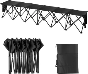 VEVOR Portable Folding Bench, 6 Seats Foldable Sideline Bench, Outdoor Camping Bench Chair with Carry Bag & Backrest, Team Sport Sideline Bench for Football Fishing, 6 Seats, 8seats