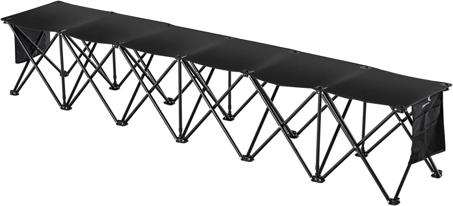VEVOR Portable Folding Bench, 6 Seats Foldable Sideline Bench, Outdoor Camping Bench Chair with Carry Bag & Backrest, Team Sport Sideline Bench for Football Fishing, 6 Seats, 8seats