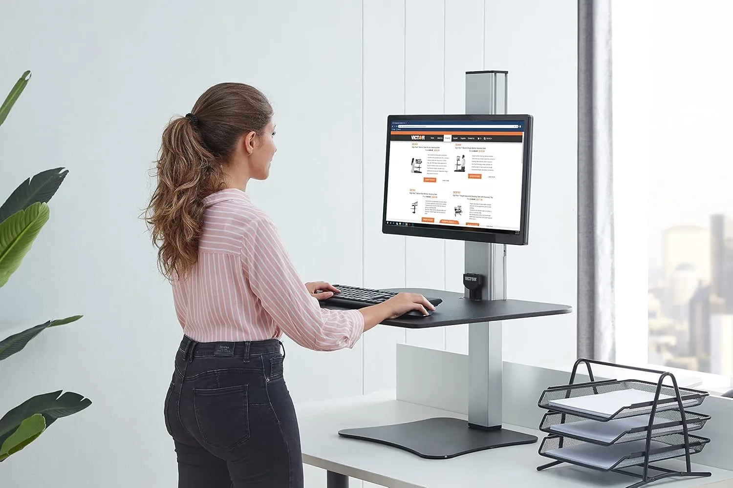 Victor DC400 Electric Standing Desk,28" W