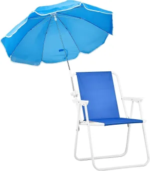 VINGLI Beach Chair with Umbrella, Beach Chair with 360°Canopy Shadefor Adults，Camping Chairs for Camping, Pool, Fishing-Blue