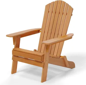 VINGLI Folding Adirondack Chair, Wood Adirondack Chairs for Outdoor, Foldable Fire Pit Chairs for Patio, BBQ, Porch, Yard, Pool