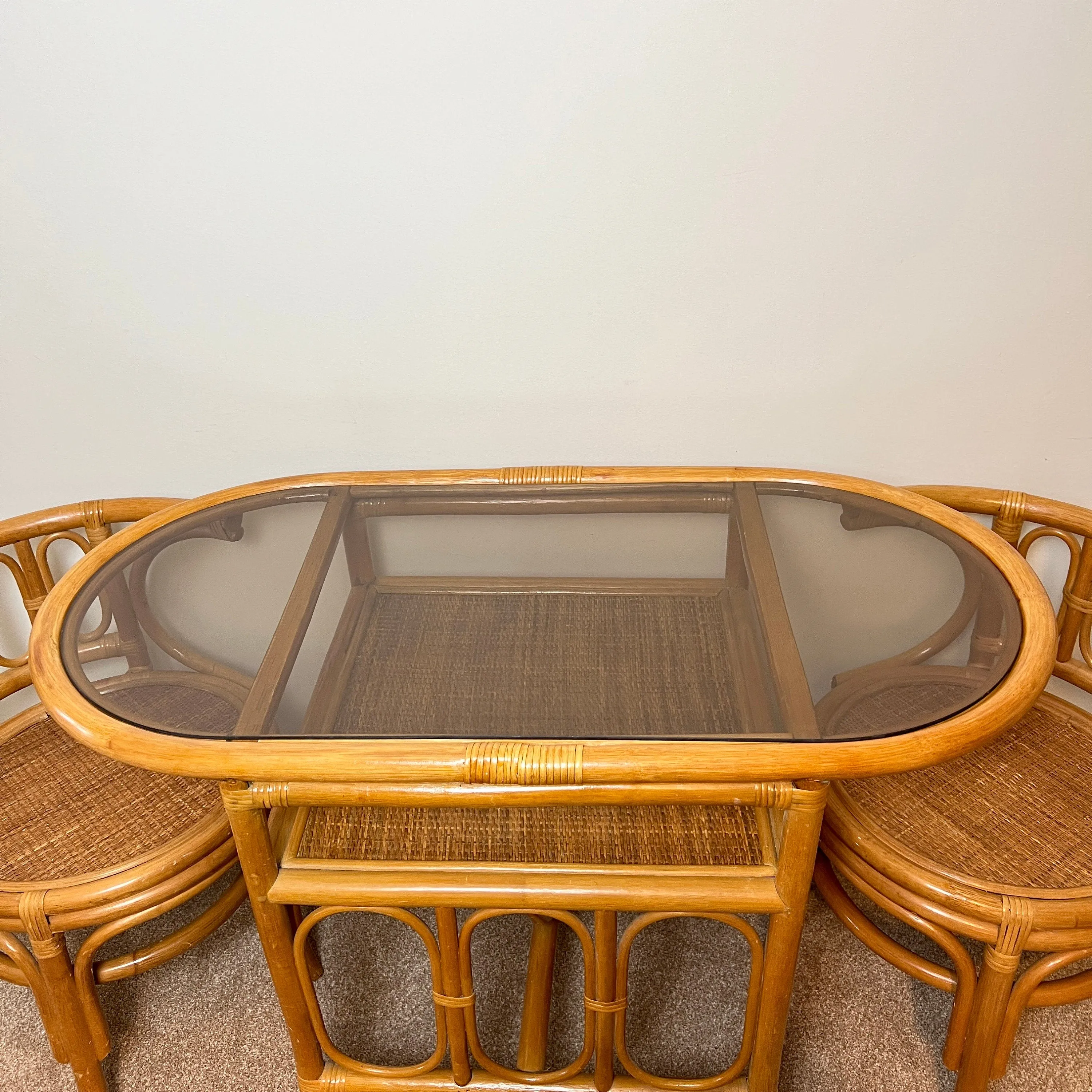 Vintage Bamboo Compact Bistro Breakfast Dining Set Bar