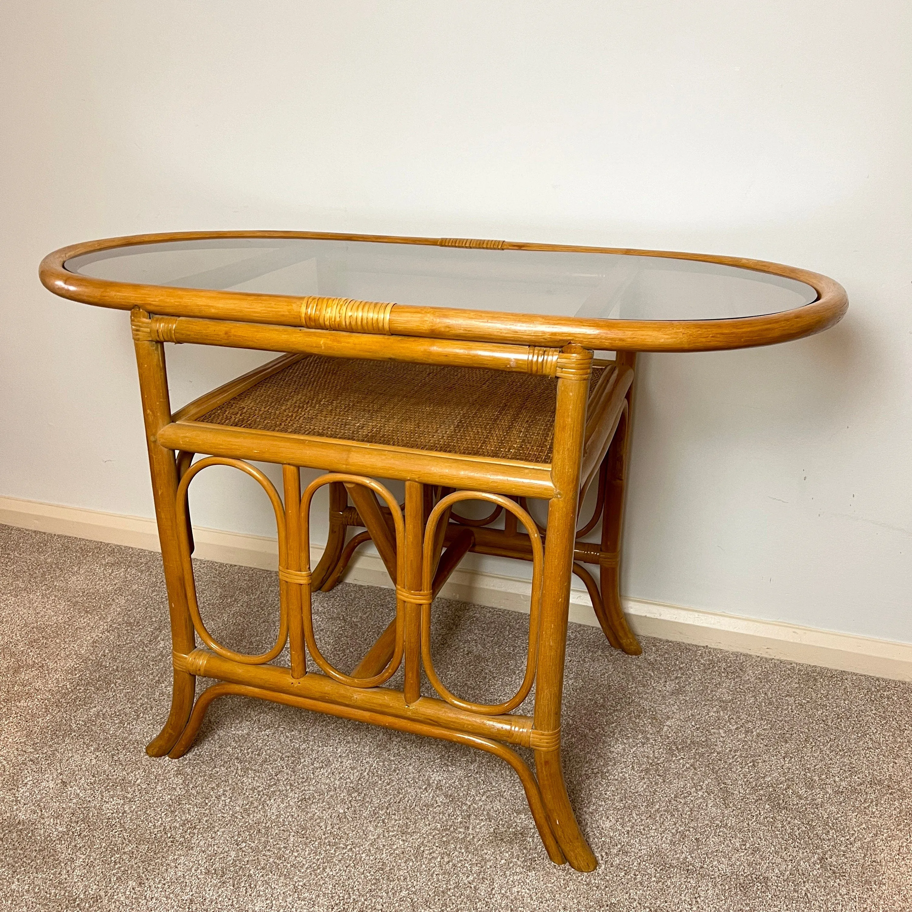 Vintage Bamboo Compact Bistro Breakfast Dining Set Bar