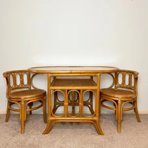 Vintage Bamboo Compact Bistro Breakfast Dining Set Bar
