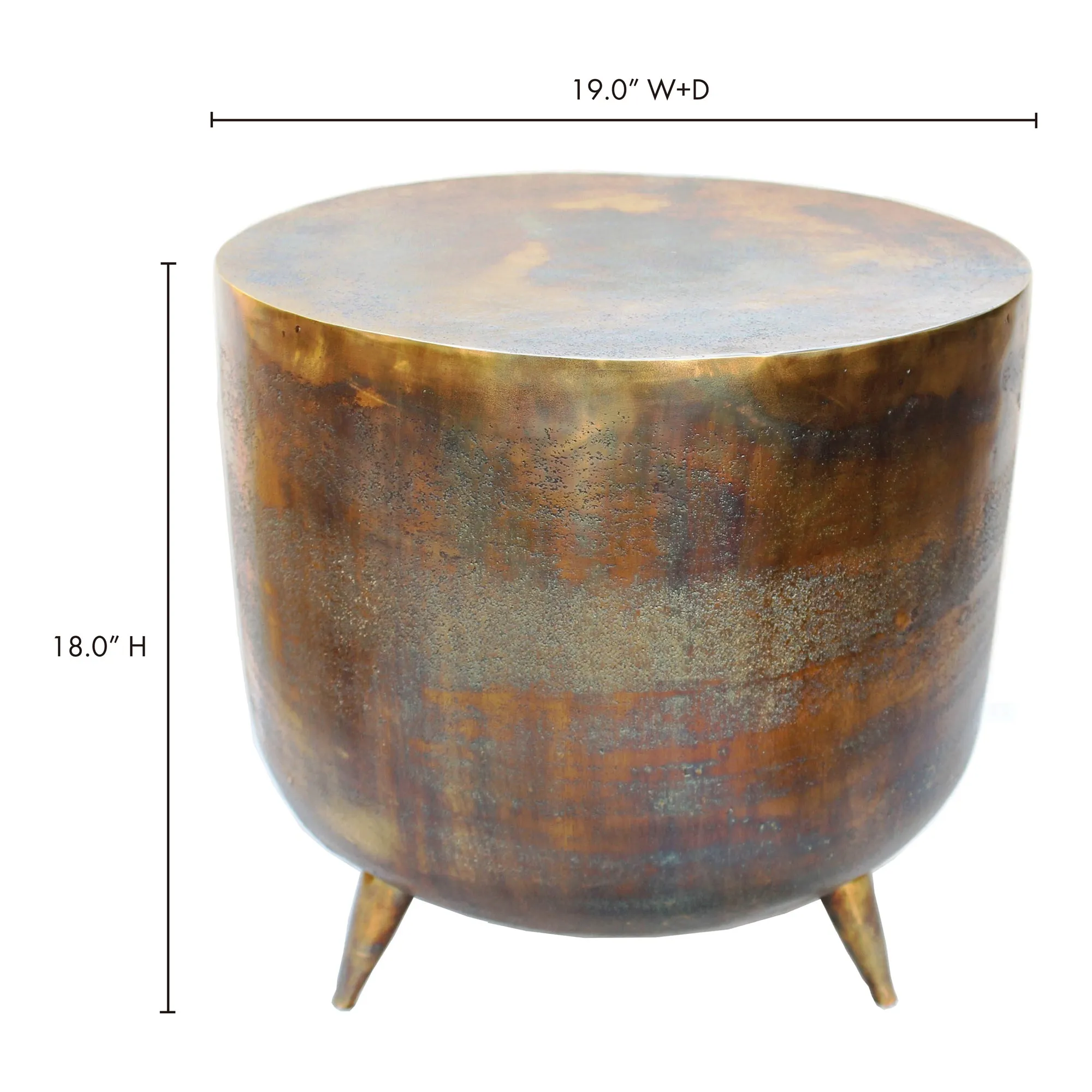 Vintage Drum Side Table in Gold & Copper