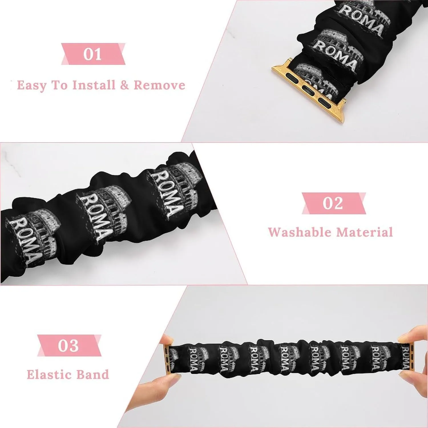 Vintage Roman Architecture Fashion Watch Strap Scrunchies Wristbands Compatible With IWatch Series