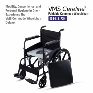 VMS Careline Foldable Commode Wheelchair DELUXE