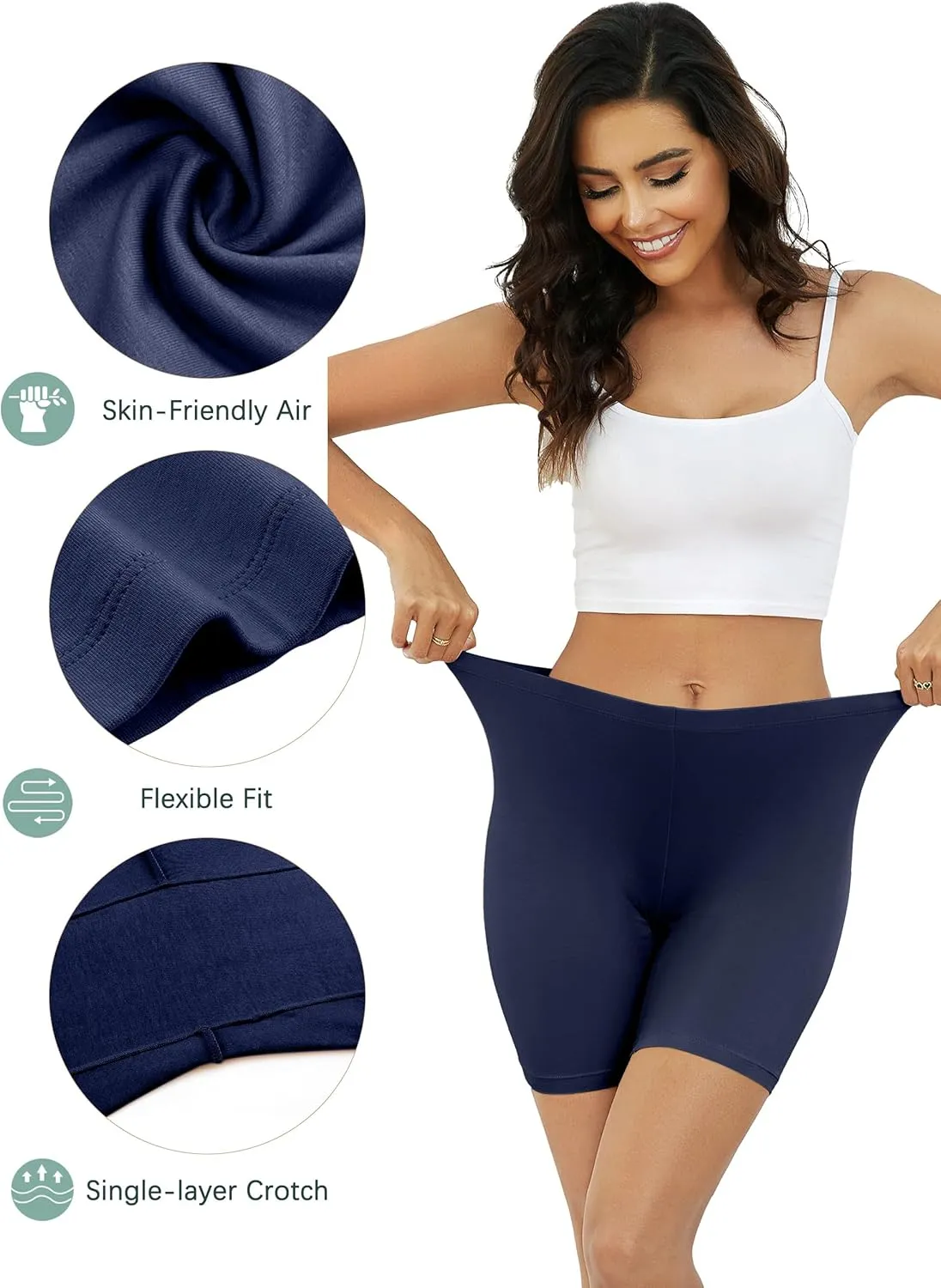 voenxe Women Cotton Boy Short Underwear,Shorts for Under Dress,Ladies Anti Chafe Boxer Briefs,High Waist Long Leg,4 Pack