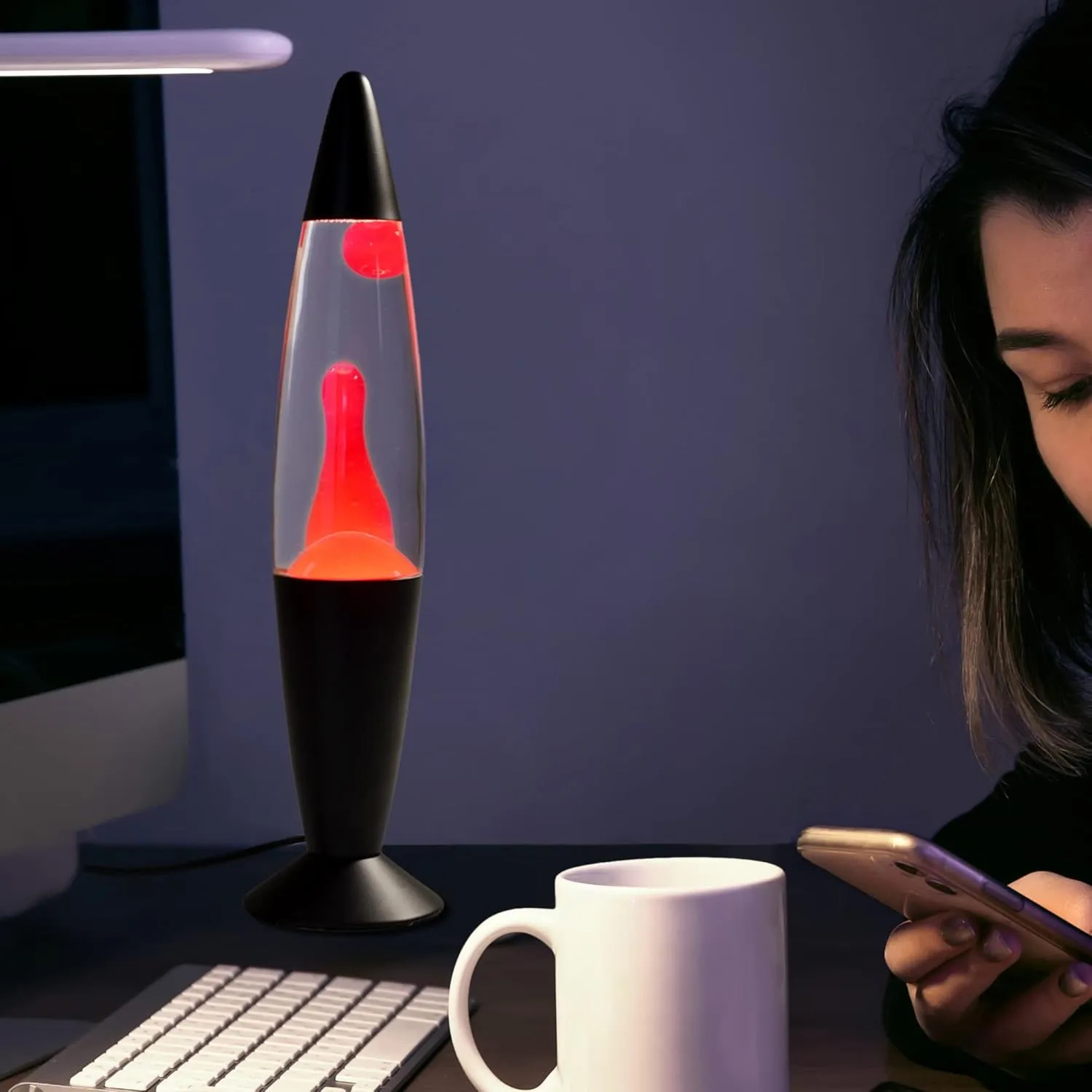 Volcan Lamp with Pink Liquid Wax and Black Base 16 inch Liquid Motion Decorative Table Lamp for Any Area of Your Home (Bulb and Extra Bulb)