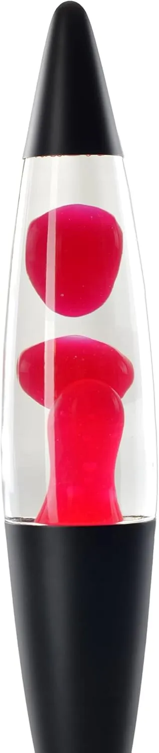 Volcan Lamp with Pink Liquid Wax and Black Base 16 inch Liquid Motion Decorative Table Lamp for Any Area of Your Home (Bulb and Extra Bulb)