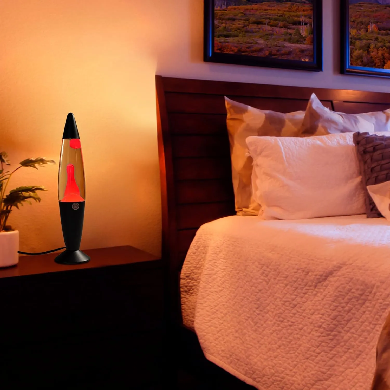 Volcan Lamp with Pink Liquid Wax and Black Base 16 inch Liquid Motion Decorative Table Lamp for Any Area of Your Home (Bulb and Extra Bulb)