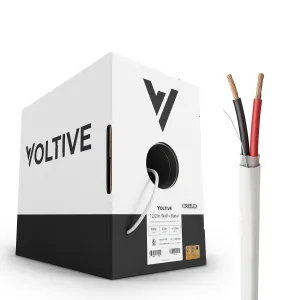 Voltive 12/2 Speaker Wire - 12 AWG/Gauge 2 Conductor - UL Listed in Wall (CL2/CL3) and Outdoor/In Ground (Direct Burial) Rated - Oxygen-Free Copper (OFC) - 500 Foot Bulk Cable Pull Box - White