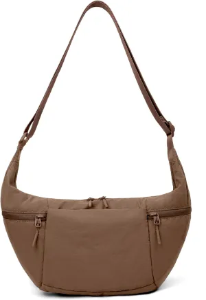 VONAL Nylon Crossbody Bag for Women, Lightweight Shoulder Purse with Zipper, Trendy Crescent Sling Bag with Adjustable Stap