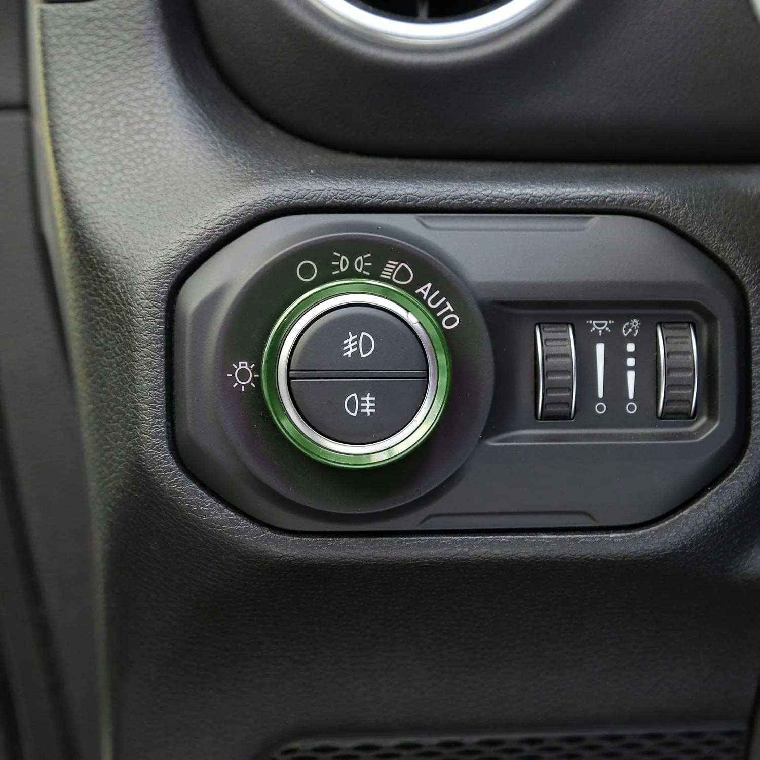 Voodonala Air Conditioner Headlight Center Consoles Switch Knob Cover Trim for 2018-2025  Jeep Wrangler JL JLU Gladiator JT 4xe Interior Accessories,Green Aluminum Alloy 4pcs
