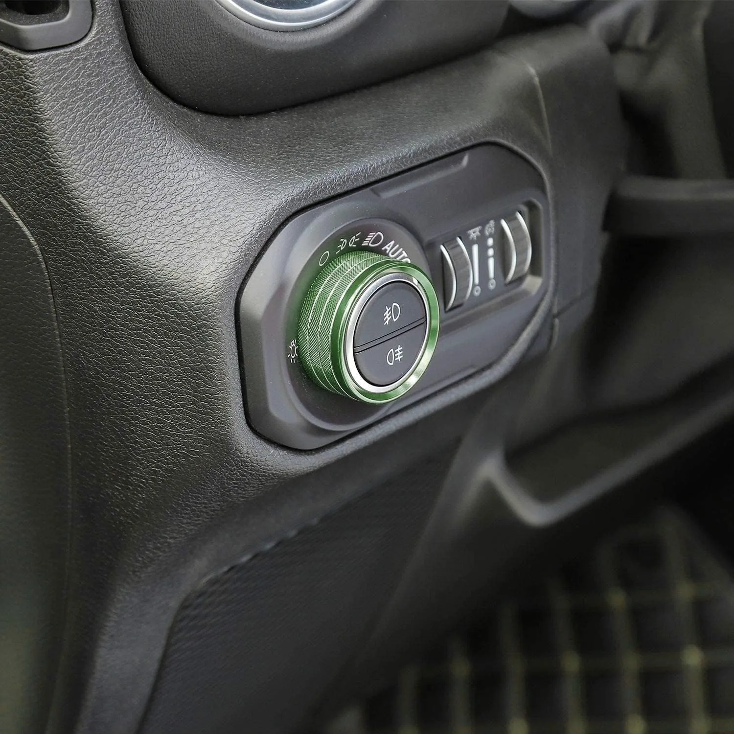 Voodonala Air Conditioner Headlight Center Consoles Switch Knob Cover Trim for 2018-2025  Jeep Wrangler JL JLU Gladiator JT 4xe Interior Accessories,Green Aluminum Alloy 4pcs