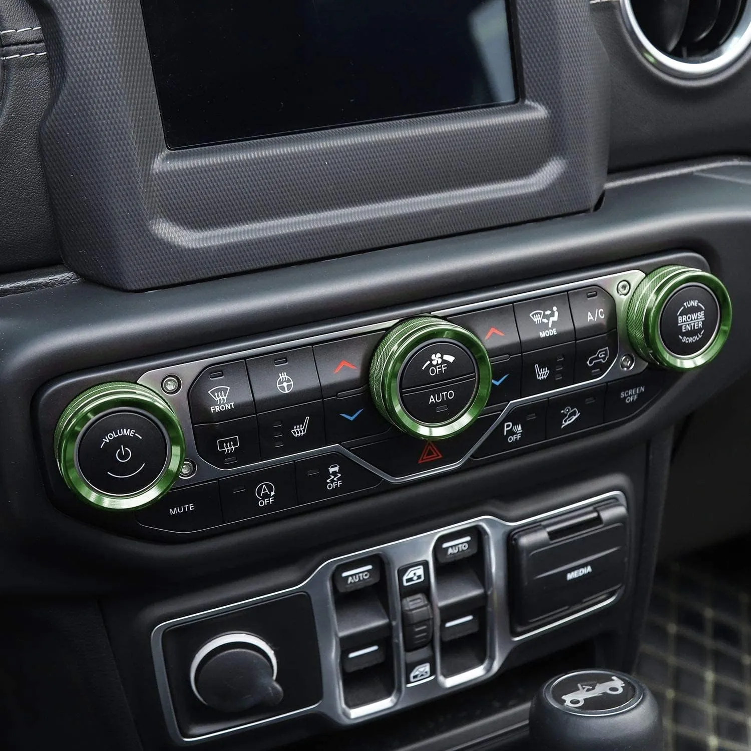 Voodonala Air Conditioner Headlight Center Consoles Switch Knob Cover Trim for 2018-2025  Jeep Wrangler JL JLU Gladiator JT 4xe Interior Accessories,Green Aluminum Alloy 4pcs