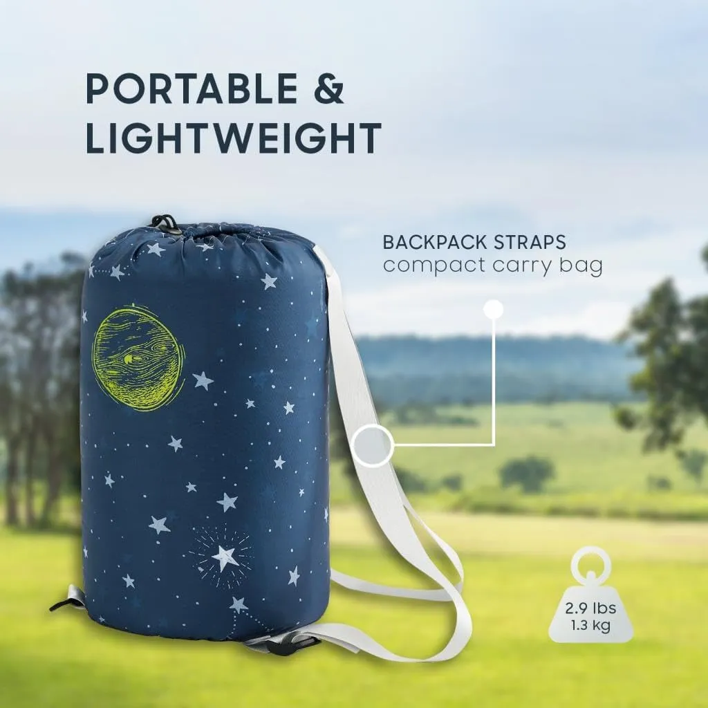 Wake In Cloud - Kids Sleeping Bag for Boys Toddlers, Camping in Warm Cold Weather, Backpacking Lightweight Compact Outdoor Liner for 3 Seasons Summer Spring Fall