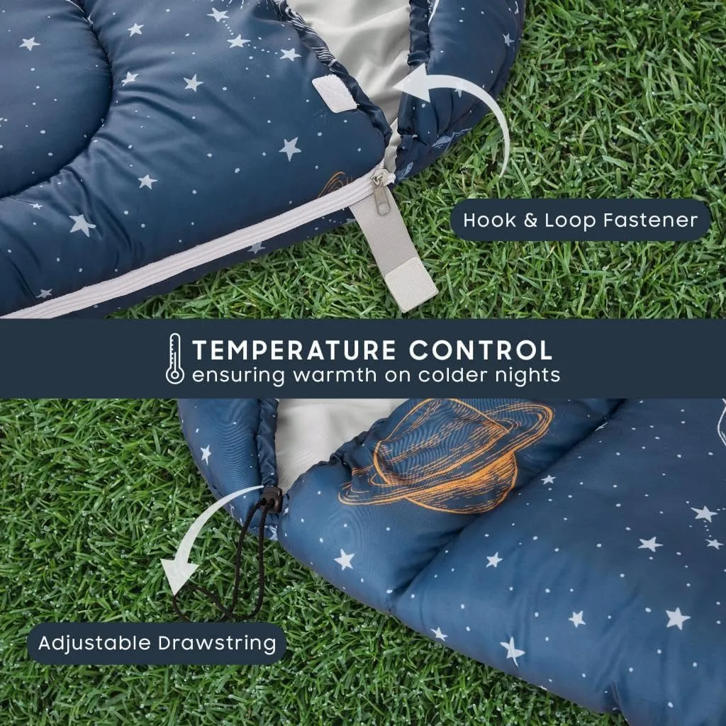 Wake In Cloud - Kids Sleeping Bag for Boys Toddlers, Camping in Warm Cold Weather, Backpacking Lightweight Compact Outdoor Liner for 3 Seasons Summer Spring Fall