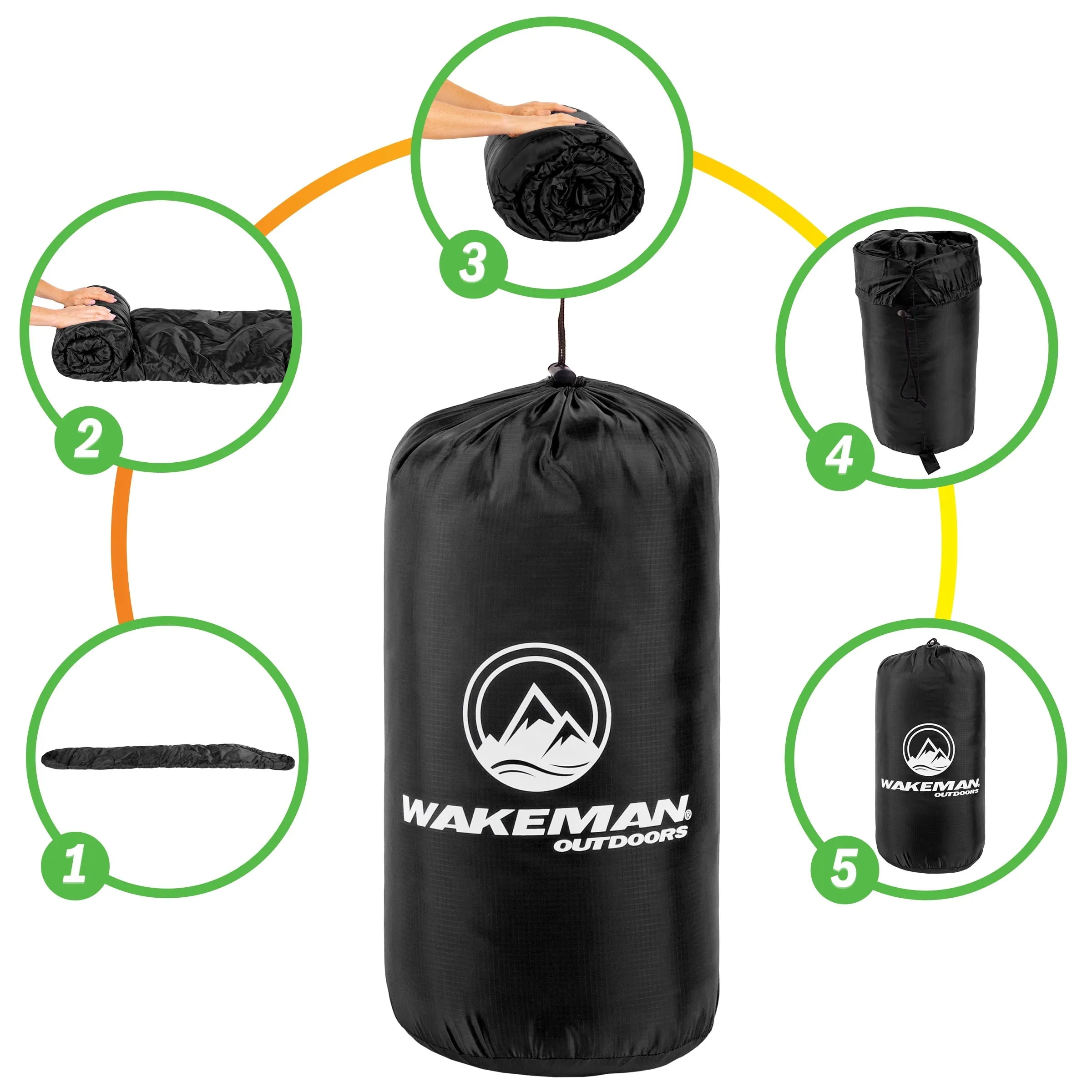 Wakeman Outdoors Cold Weather Mummy Sleeping Bag Rated to 10°F, Black