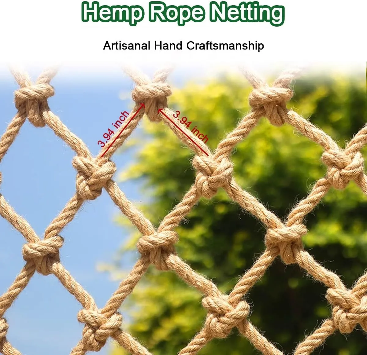 Wall Decorative Hemp Rope Netting，Decorative Mesh for Photos, Paintings, Tools，Hand Woven Decor Mesh for Bars, Coffee Houses(2Mx7M)