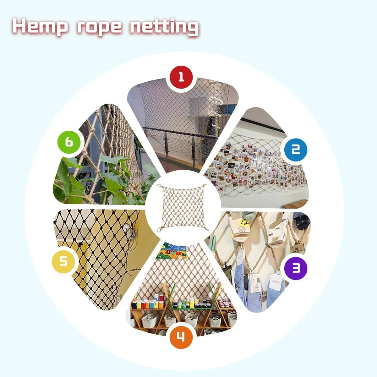 Wall Decorative Hemp Rope Netting，Decorative Mesh for Photos, Paintings, Tools，Hand Woven Decor Mesh for Bars, Coffee Houses(2Mx7M)
