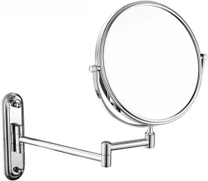 Wall-Mounted Makeup Mirror Stylish Bathroom Silver 6 Inch Makeup Mirror Folding Telescopic 5X Magnify Creative Beauty Mirror