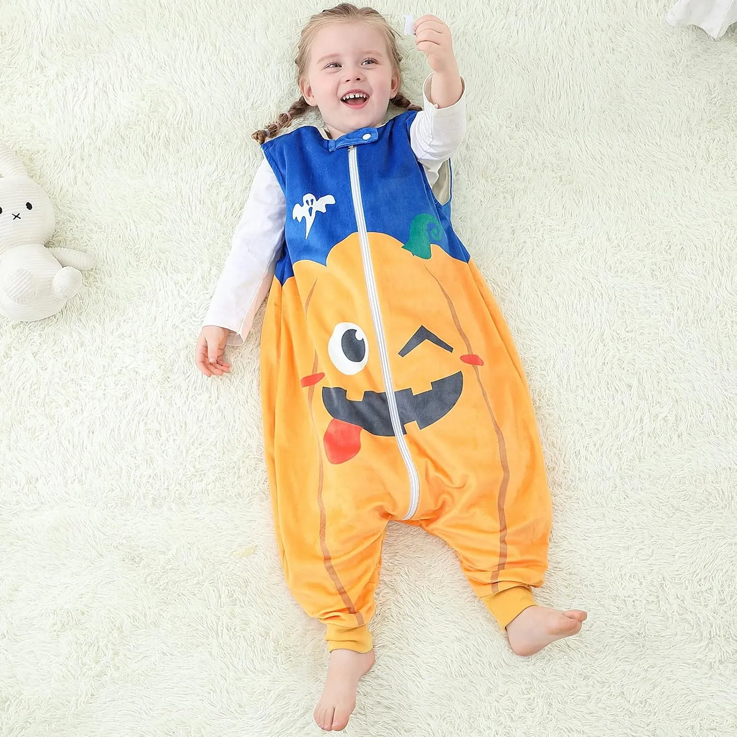Wearable Boys Sleep Fleece Bag Toddler Baby Girls Kids Cartoon Jumpsuit Blanket Girls Two Piece Outfits Jumpsuit Romper
